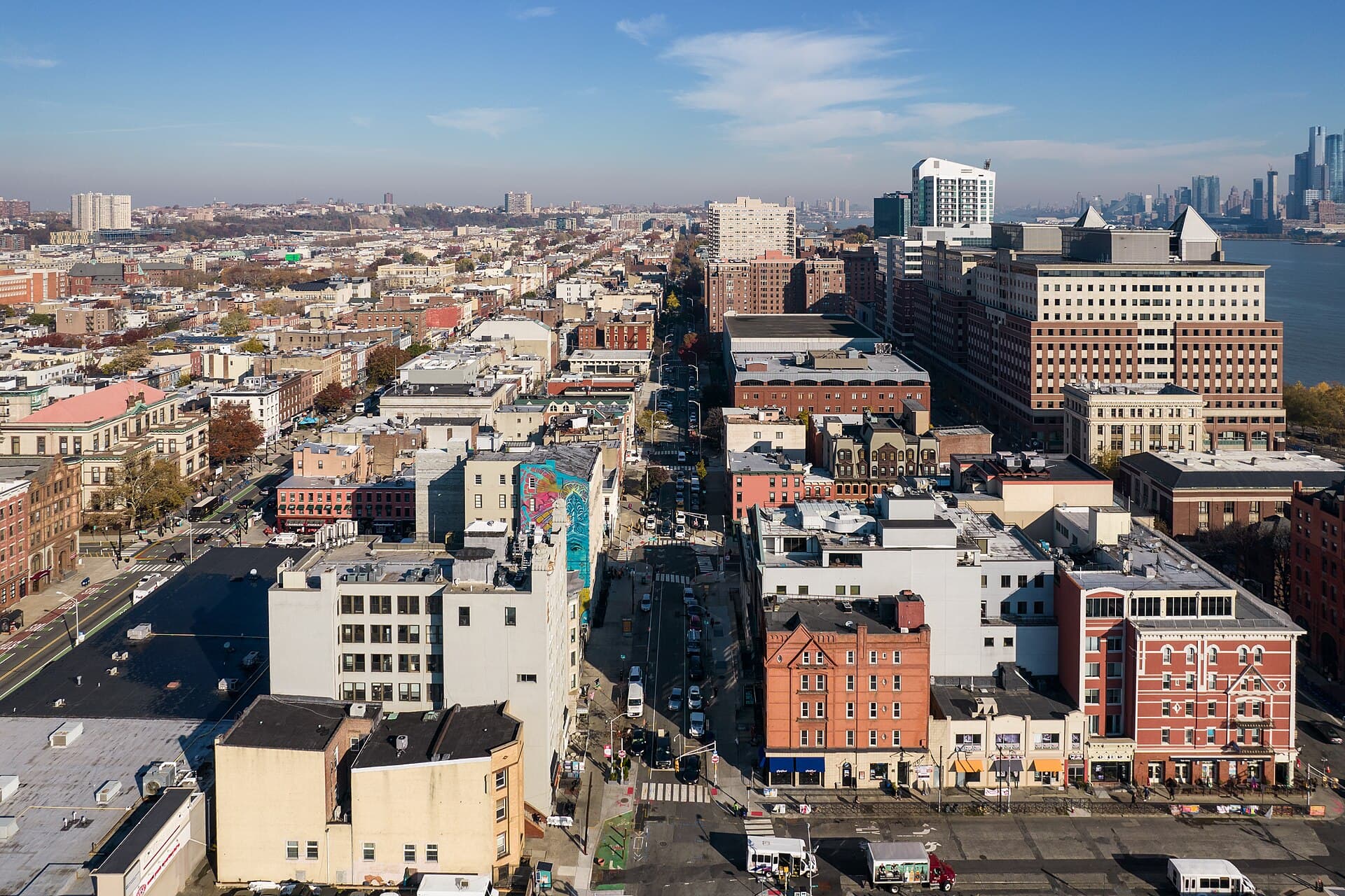Local street or neighborhood view of Hoboken, New Jersey